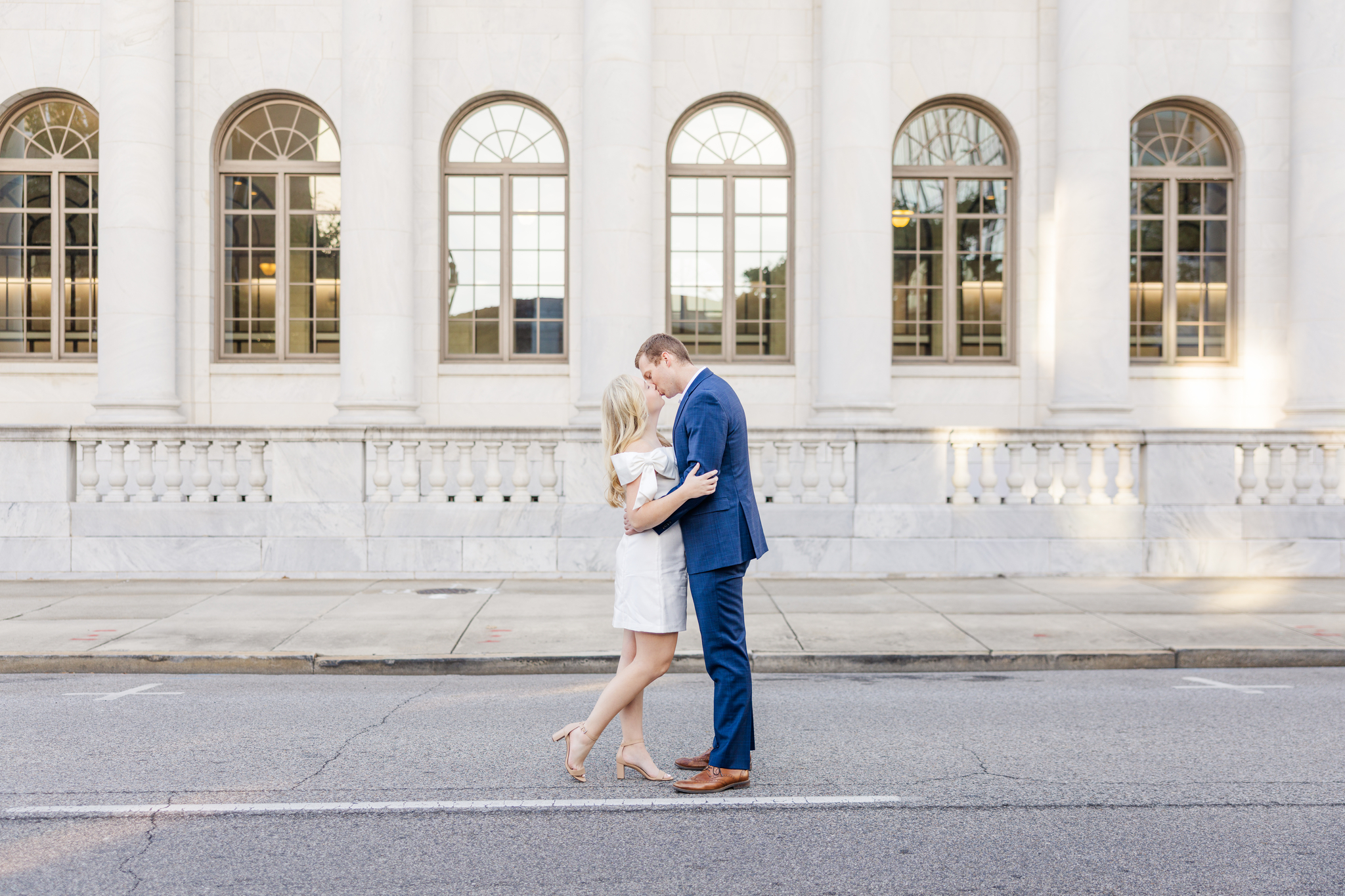 Taylor and Alex walking outside the Federal Building in downtown Birmingham