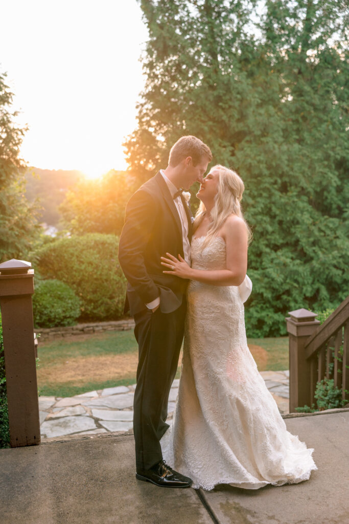 Taylor and Alex during golden hour wedding portraits at Park Crest