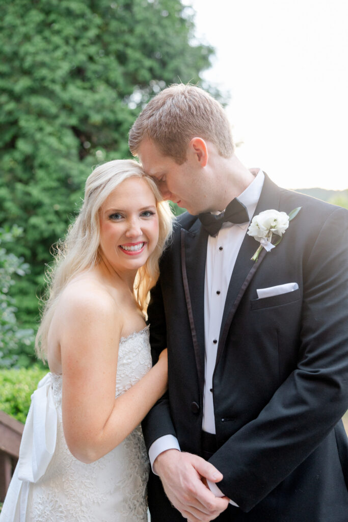 Taylor and Alex sharing a quiet moment during sunset wedding portraits