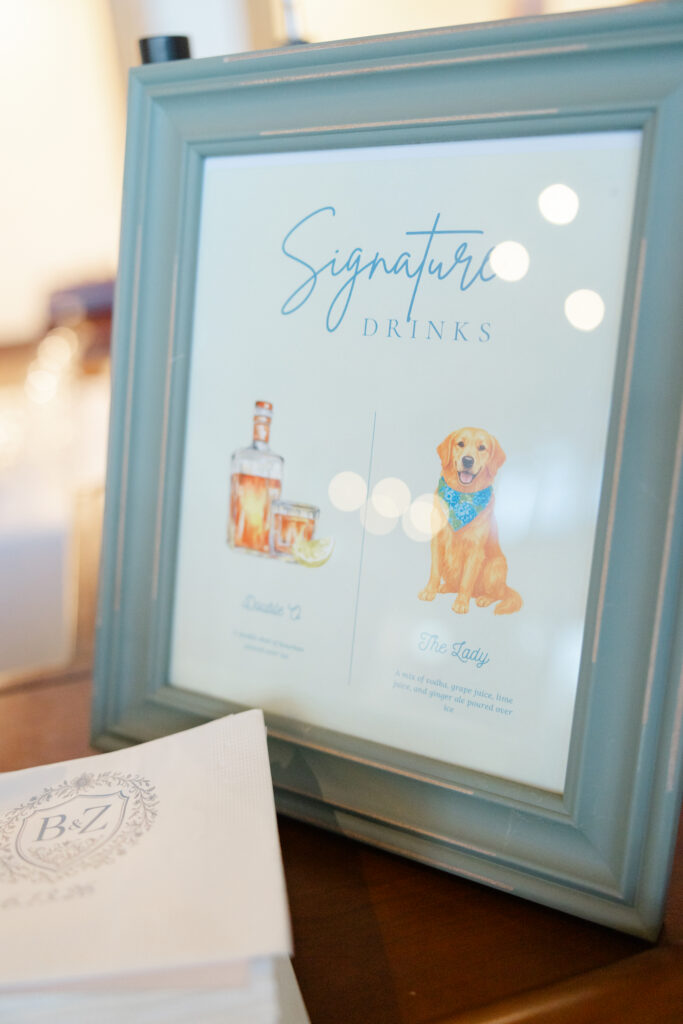 Bar Menu at Brook and Zach's wedding