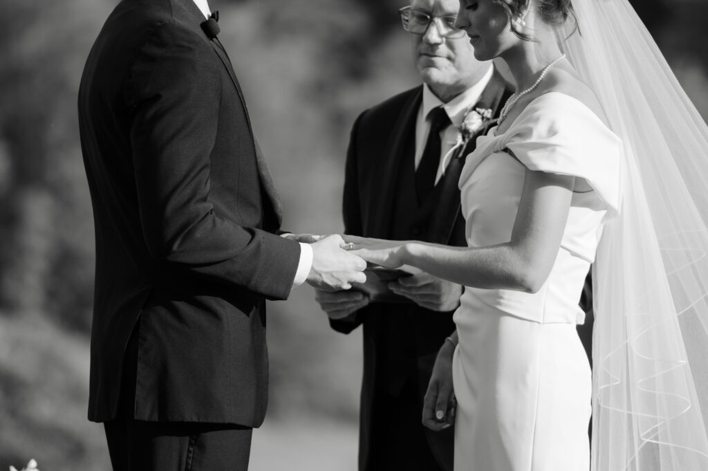 Brooke and Zach standing together during their wedding ceremony
