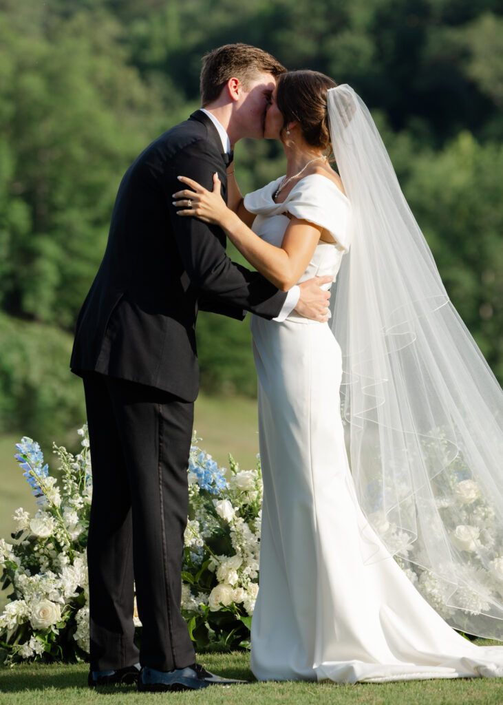 Bride and Groom First Kiss